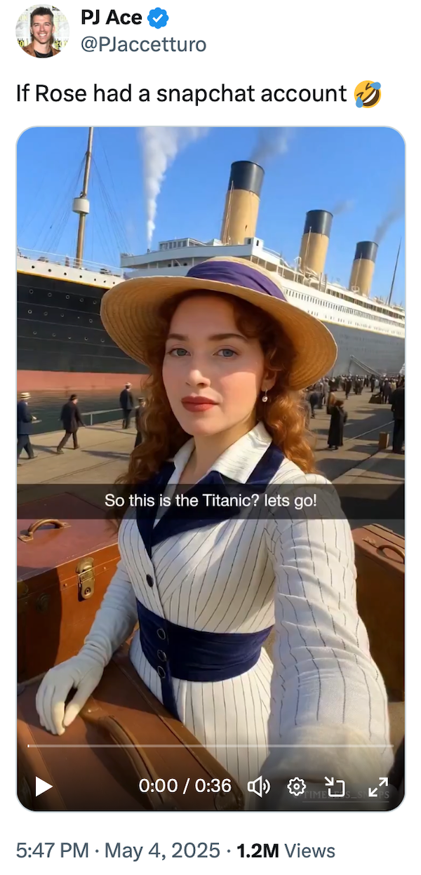 AI-generated Titanic Snapchat moment