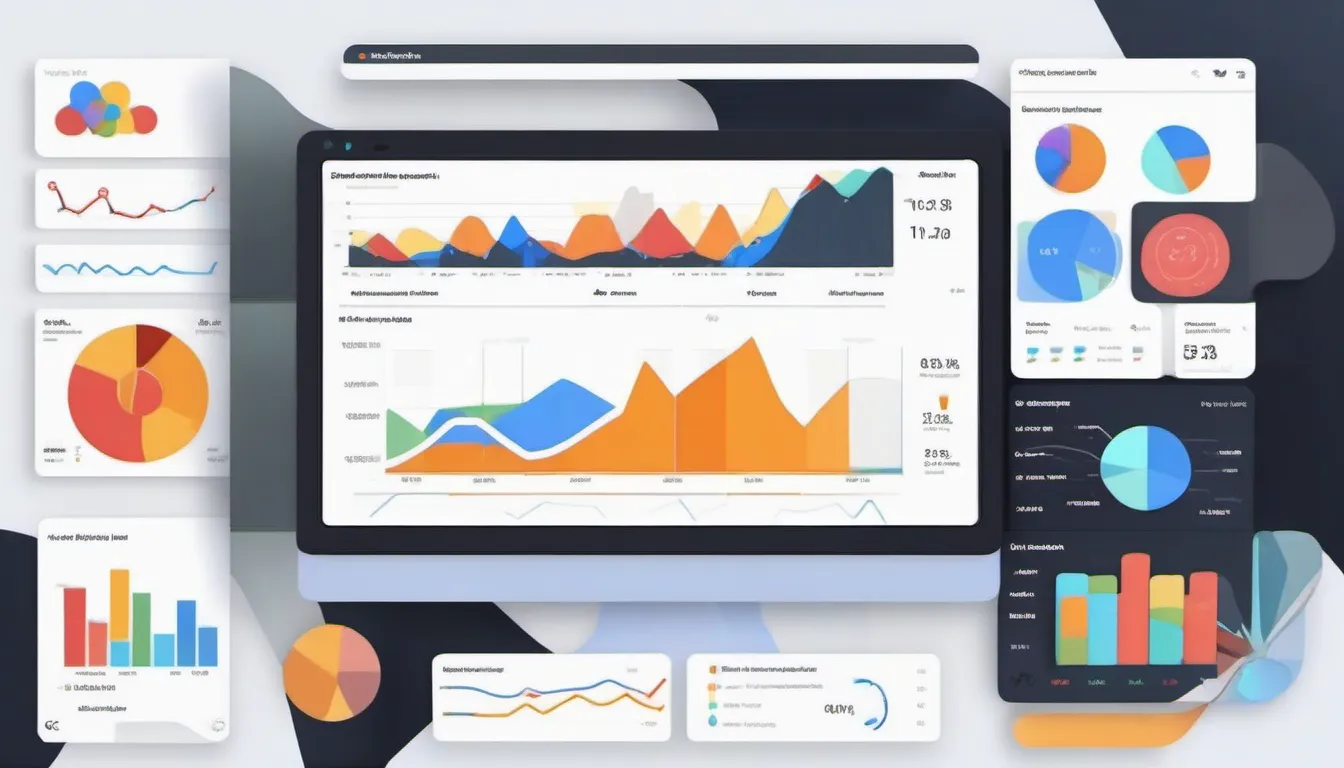 Dark-themed dashboard showing GA4 custom report metrics with green signal indicators highlighting key performance data for UK small businesses.
