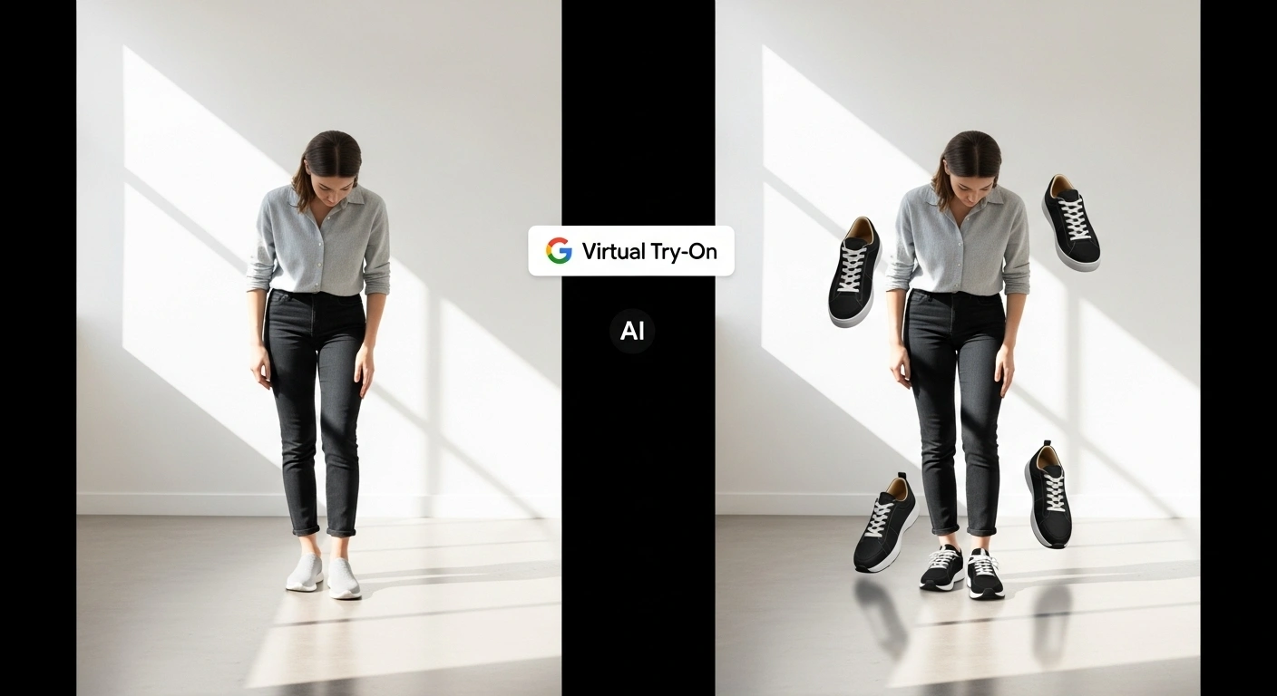 Google virtual try-on shoes feature demonstration with Meta Ads Pixel tracking integration for enhanced SEO updates 2025 visual search optimization